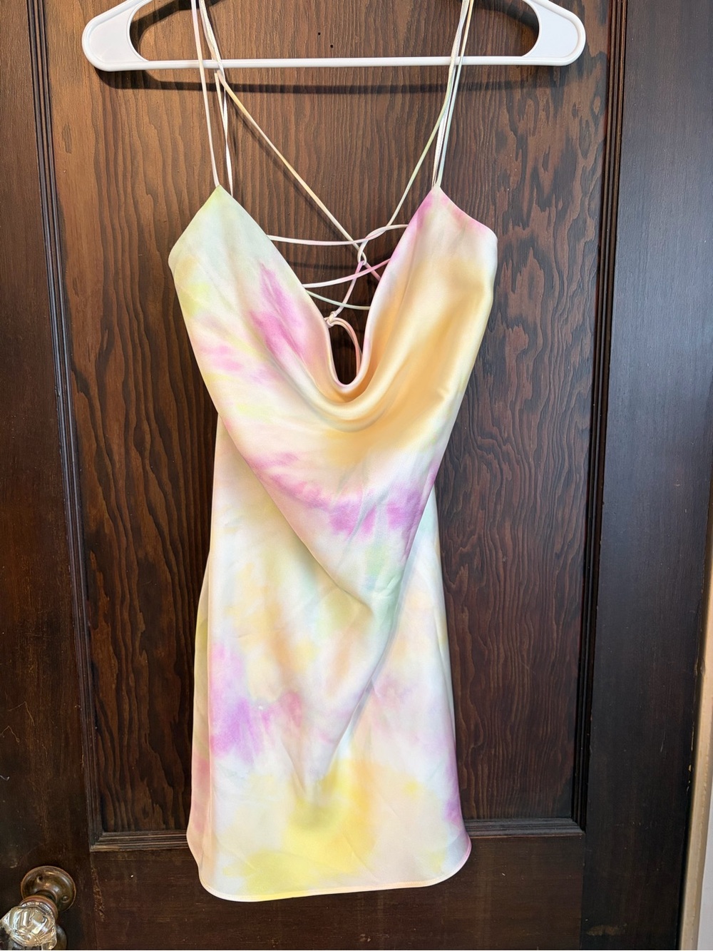 Zara Pastel Tie-Dye Cowl Neck Mini Dress